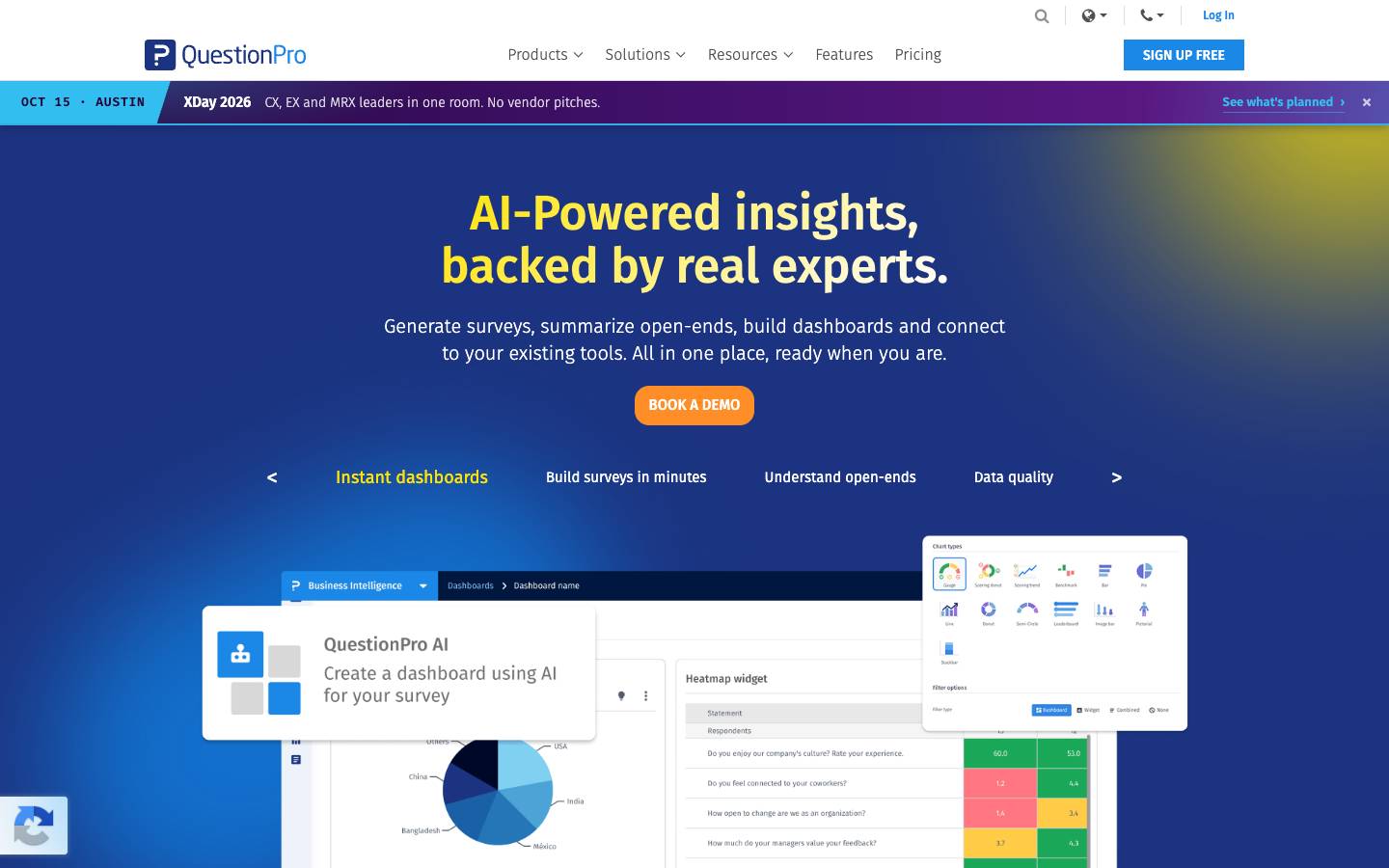 QuestionPro's homepage, as read on Oct 2, 2026