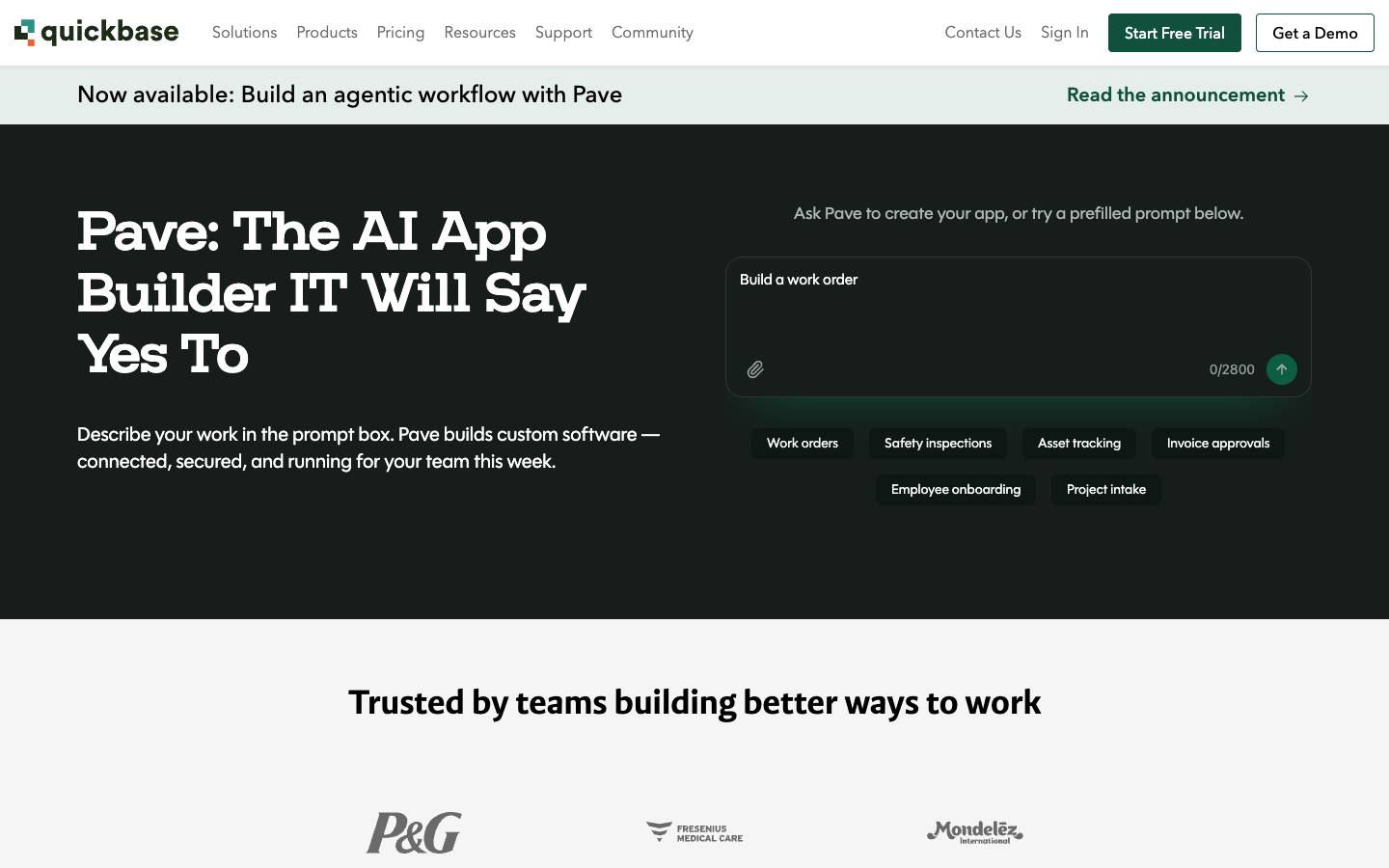 QuickBase's homepage, as read on Oct 2, 2026
