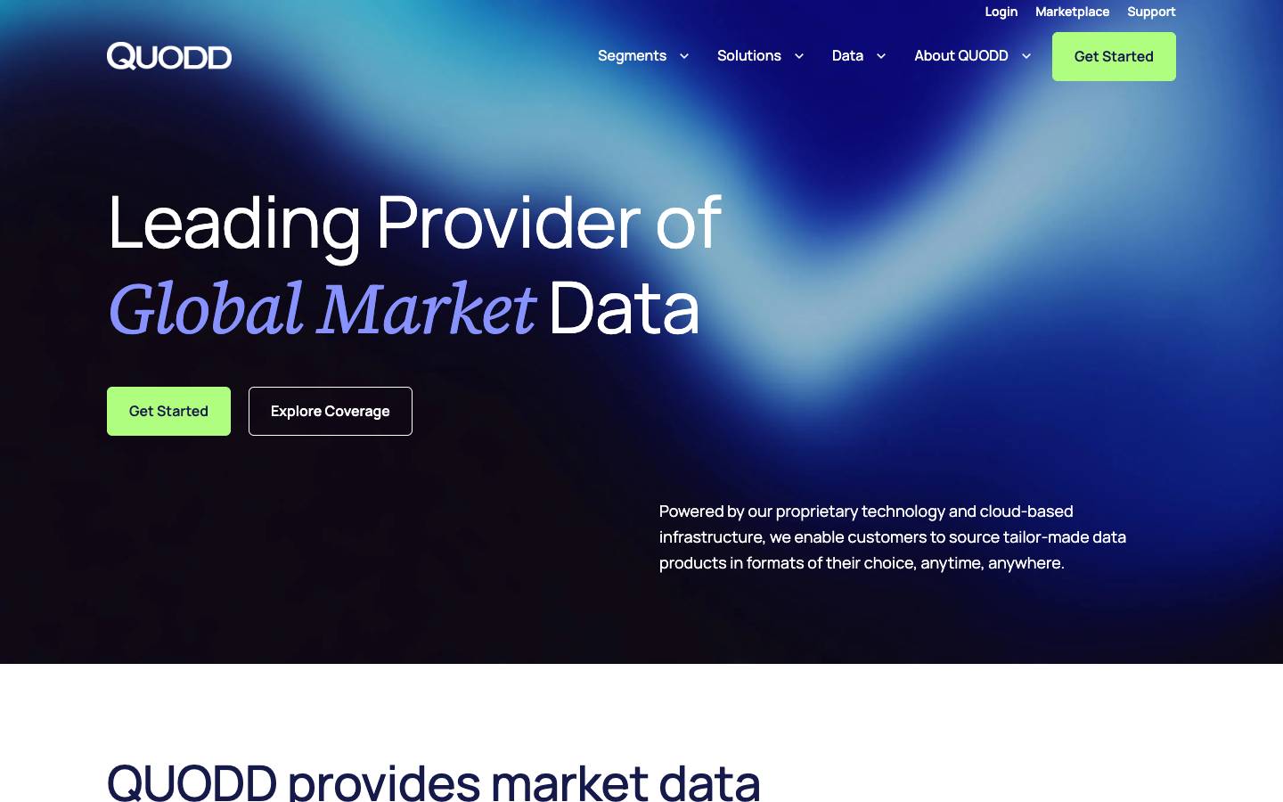 QUODD's homepage, as read on Oct 4, 2026