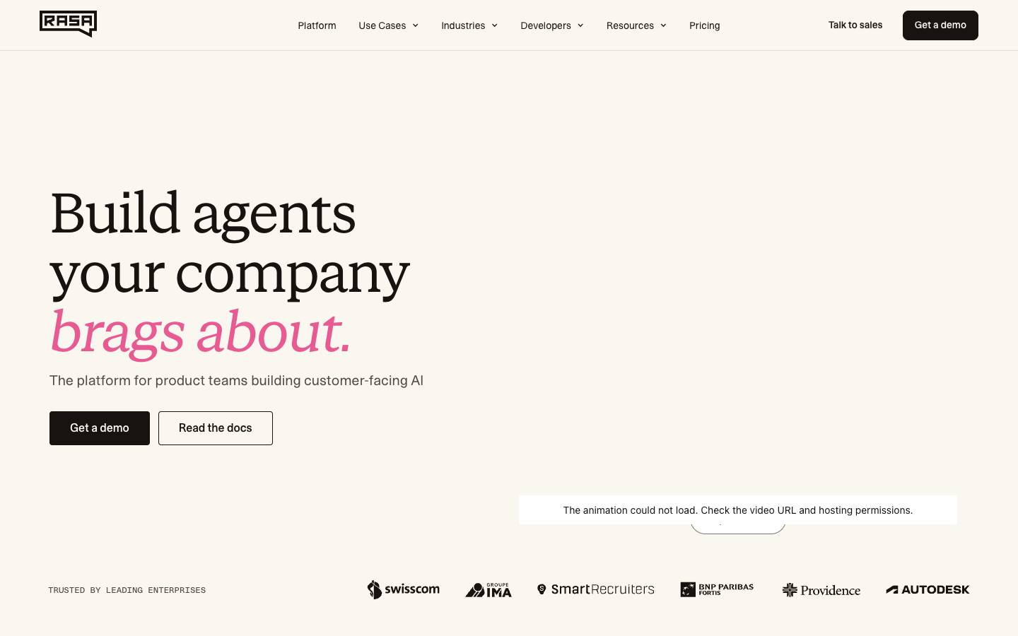 Rasa's homepage, as read on Oct 2, 2026
