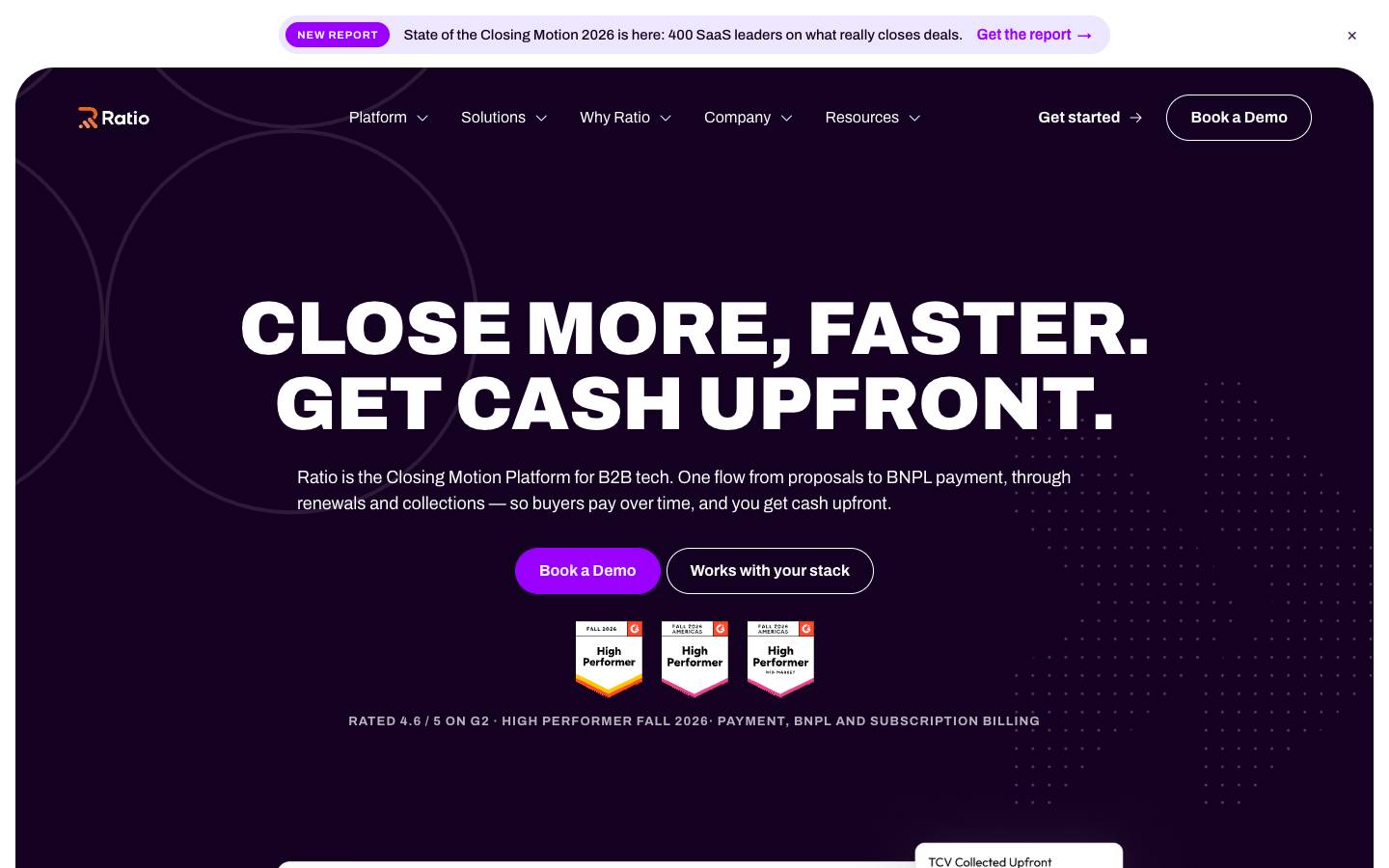 Ratio's homepage, as read on Oct 2, 2026