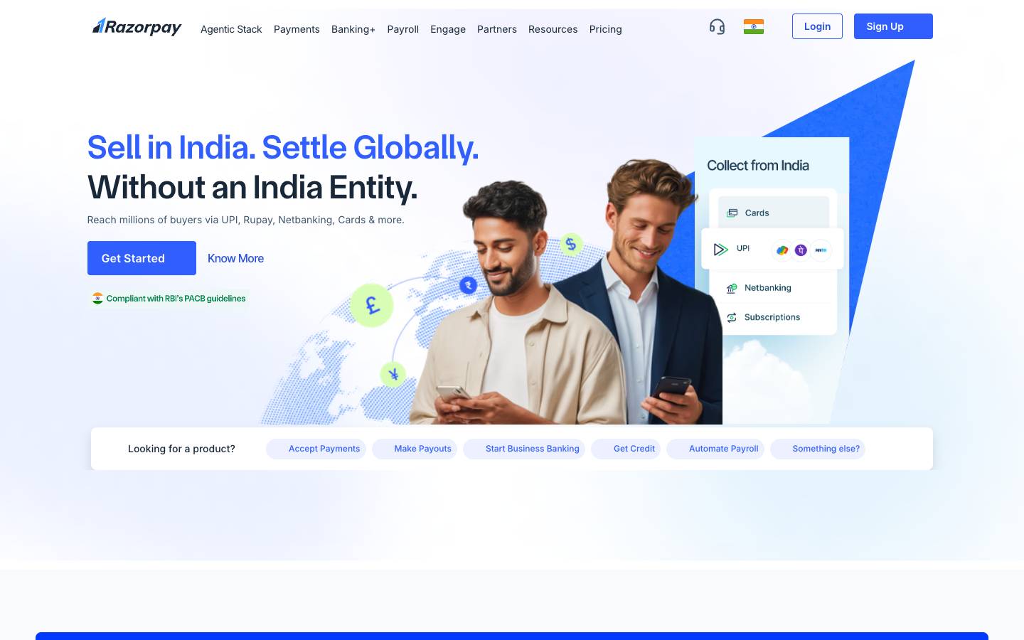 Razorpay's homepage, as read on Oct 2, 2026