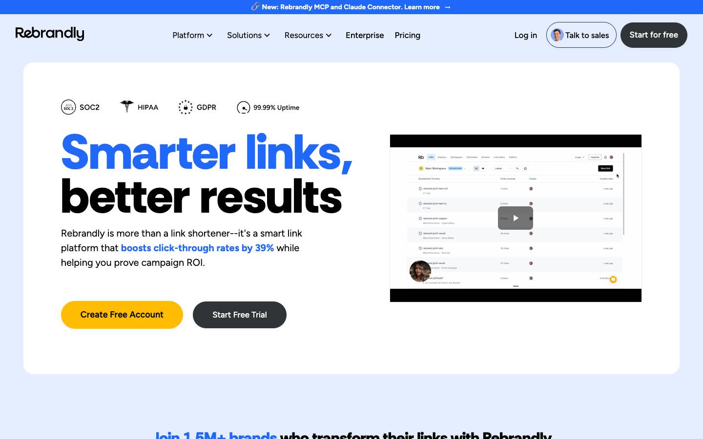 Rebrandly's homepage, as read on Oct 2, 2026