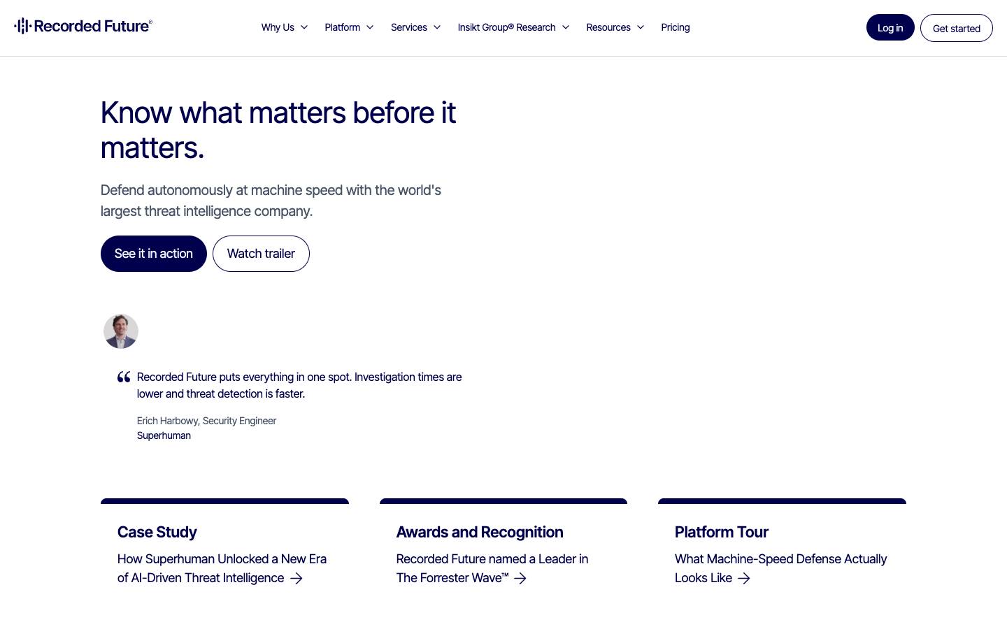 Recorded Future's homepage, as read on Oct 2, 2026