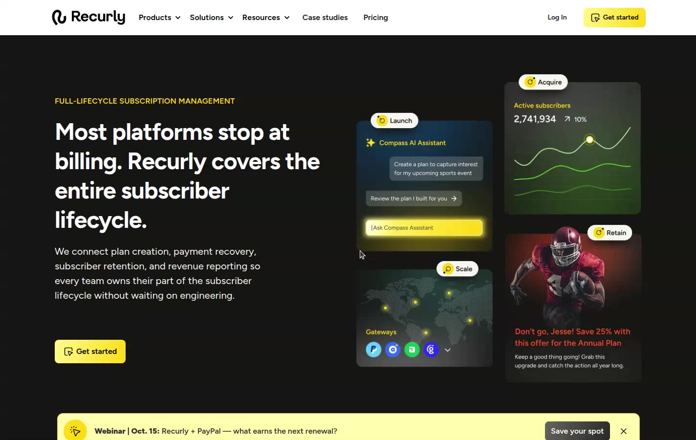 Recurly's homepage, as read on Oct 3, 2026