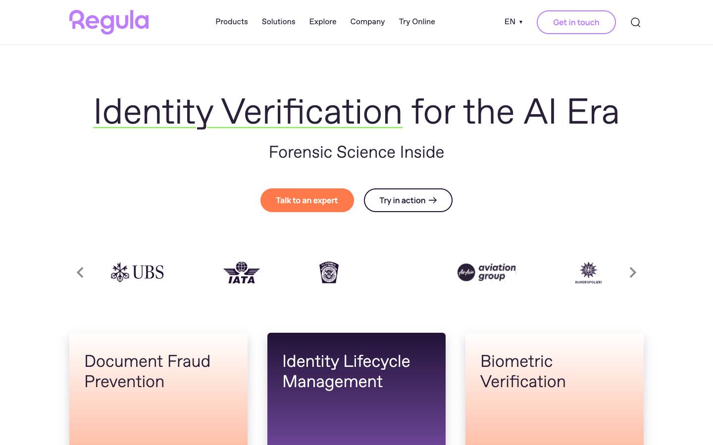 Regula's homepage, as read on Oct 2, 2026