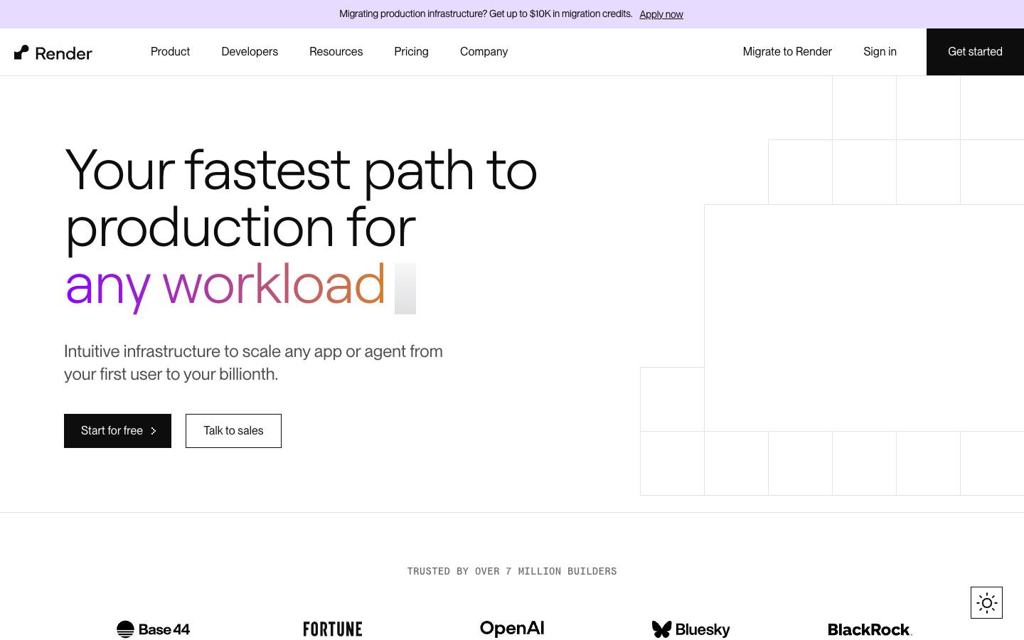 Render's homepage, as read on Oct 2, 2026