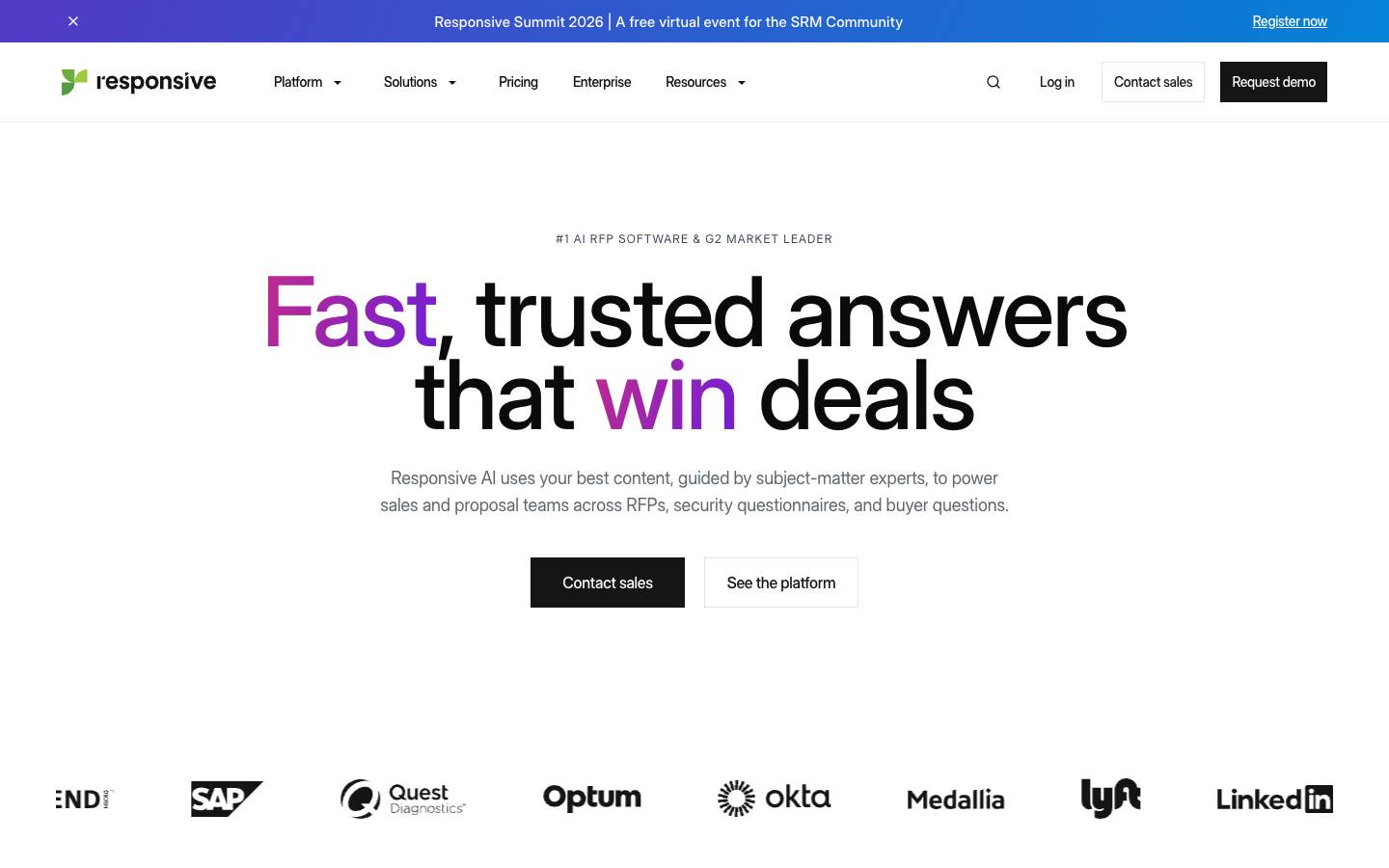 Responsive's homepage, as read on Oct 2, 2026