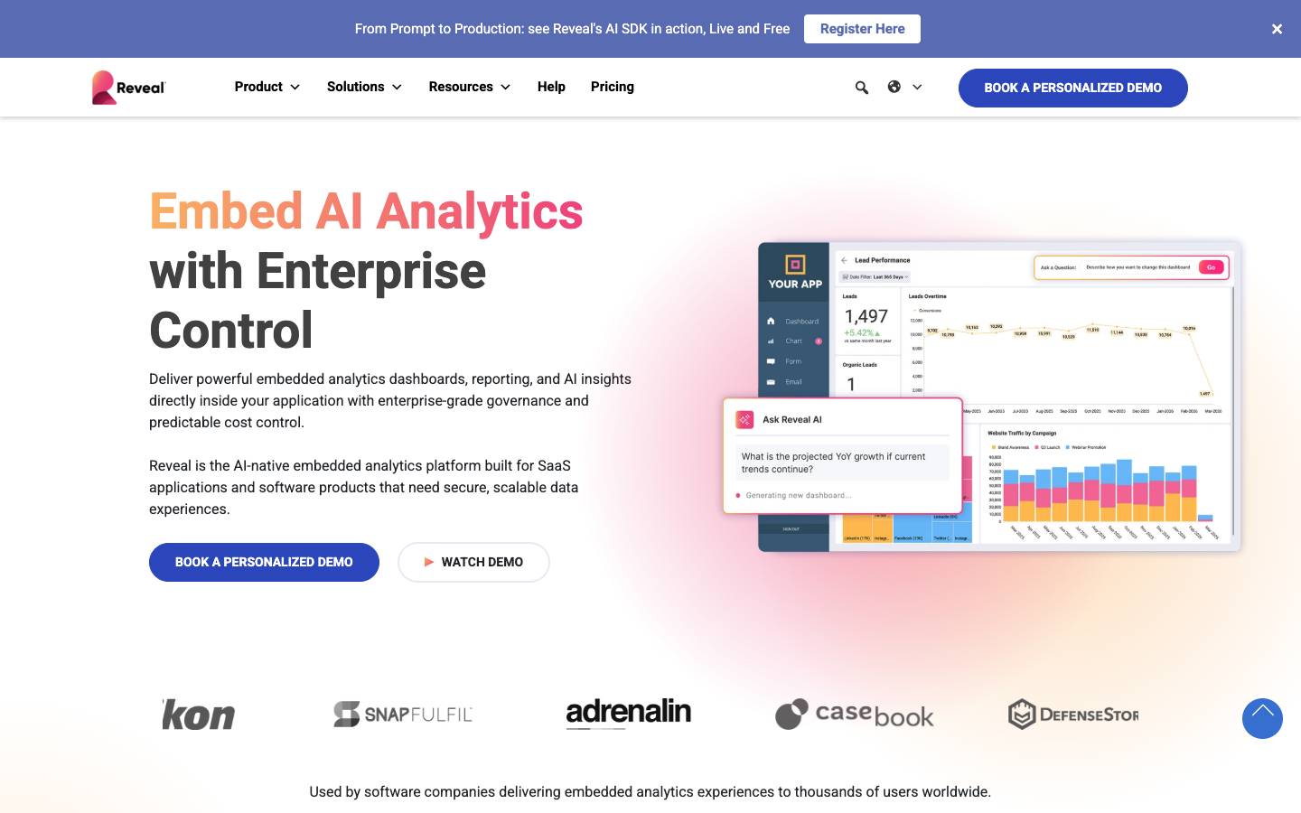Reveal's homepage, as read on Oct 2, 2026