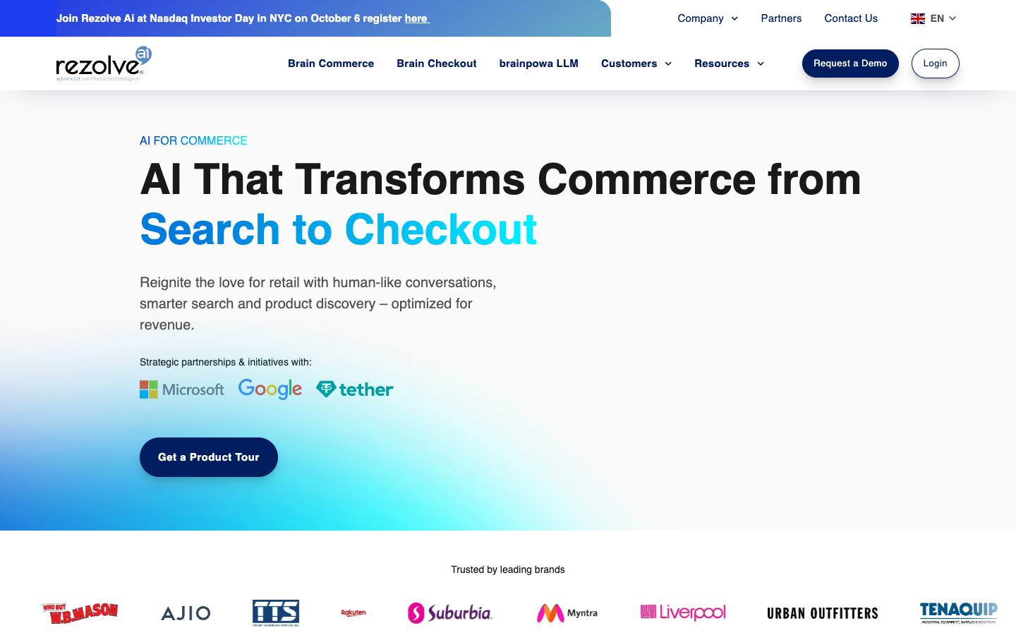 Rezolve AI's homepage, as read on Oct 2, 2026