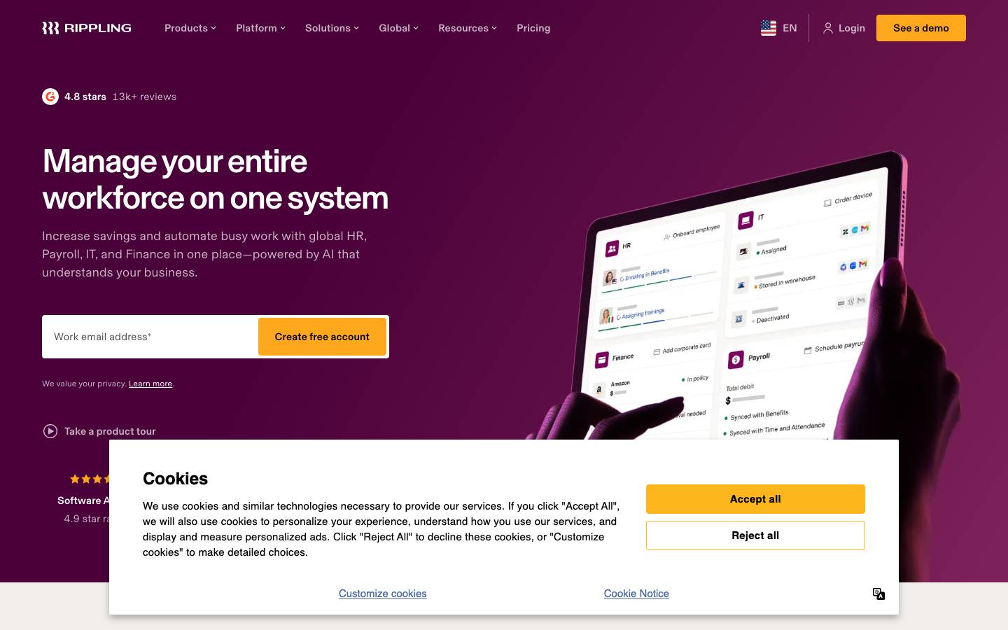 Rippling's homepage, as read on Oct 2, 2026