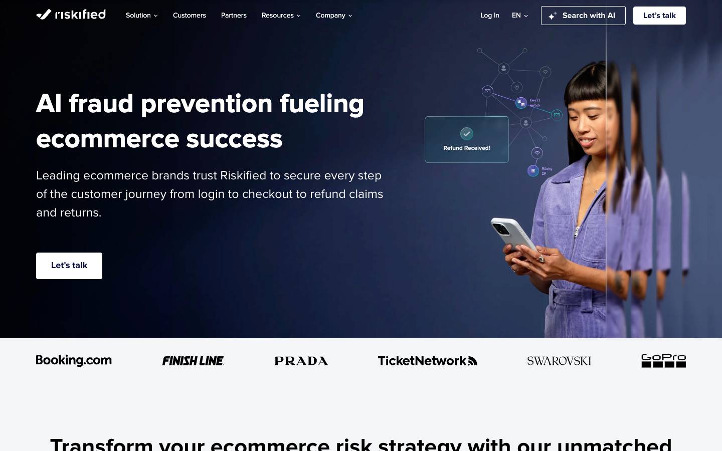 Riskified's homepage, as read on Oct 2, 2026