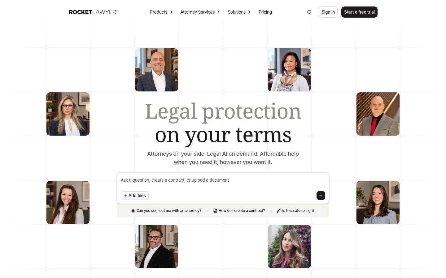 Rocket Lawyer's homepage, as read on Oct 3, 2026