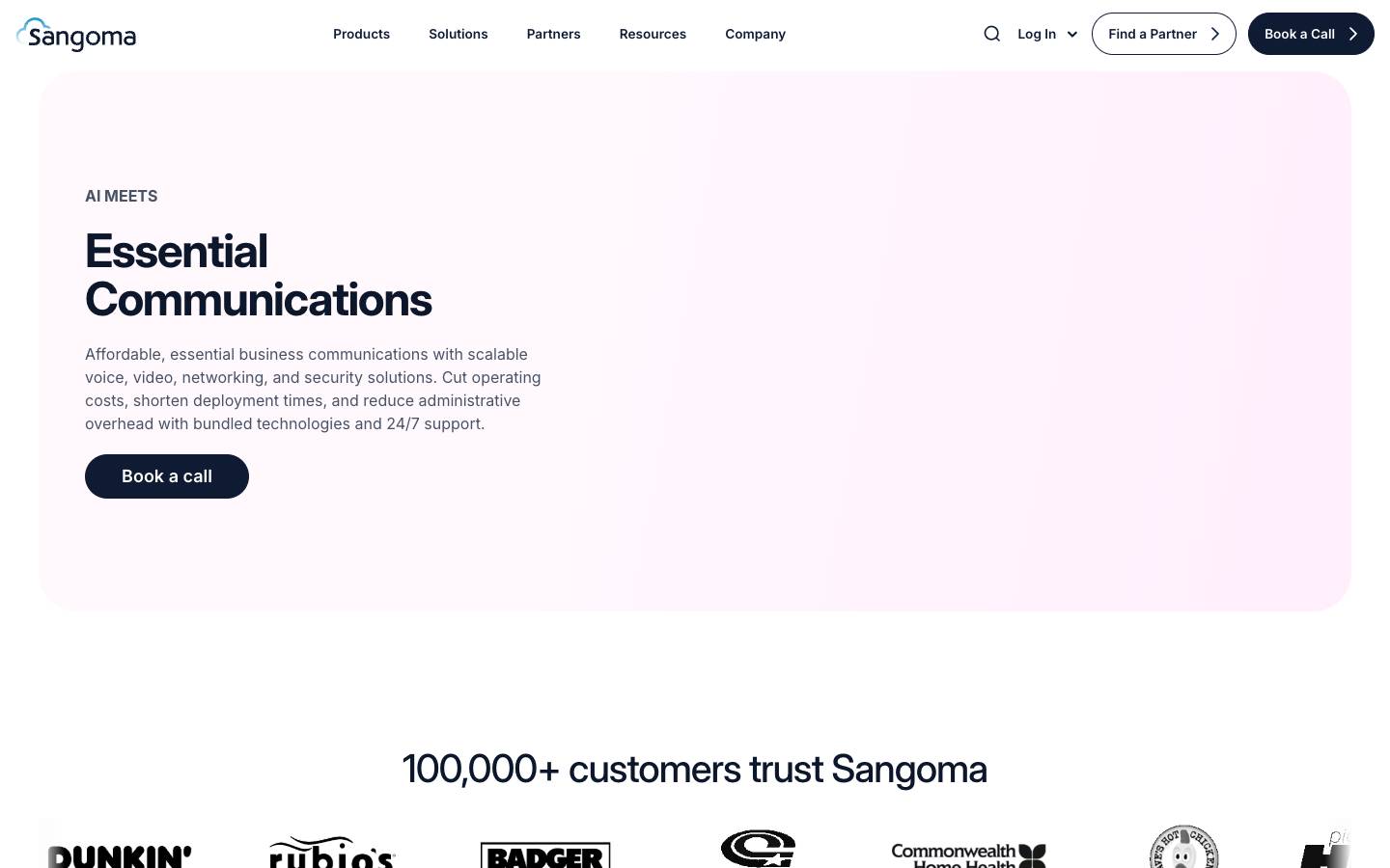 Sangoma's homepage, as read on Oct 2, 2026
