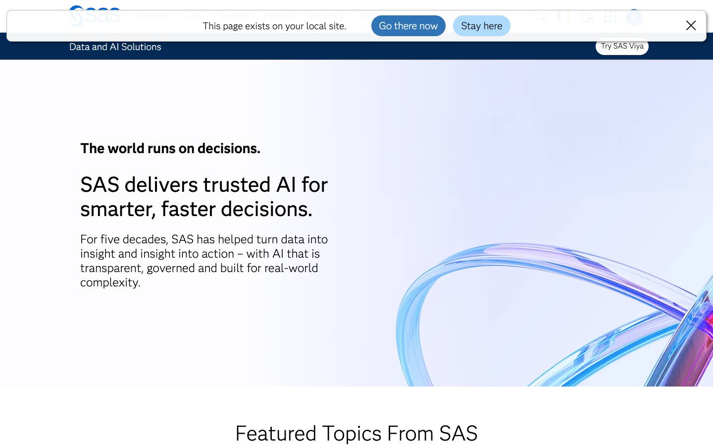 SAS Institute's homepage, as read on Oct 2, 2026
