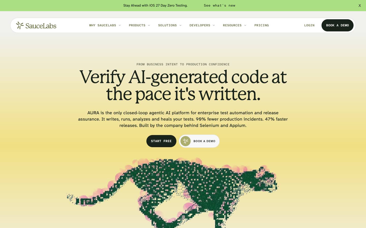 Sauce Labs's homepage, as read on Oct 2, 2026