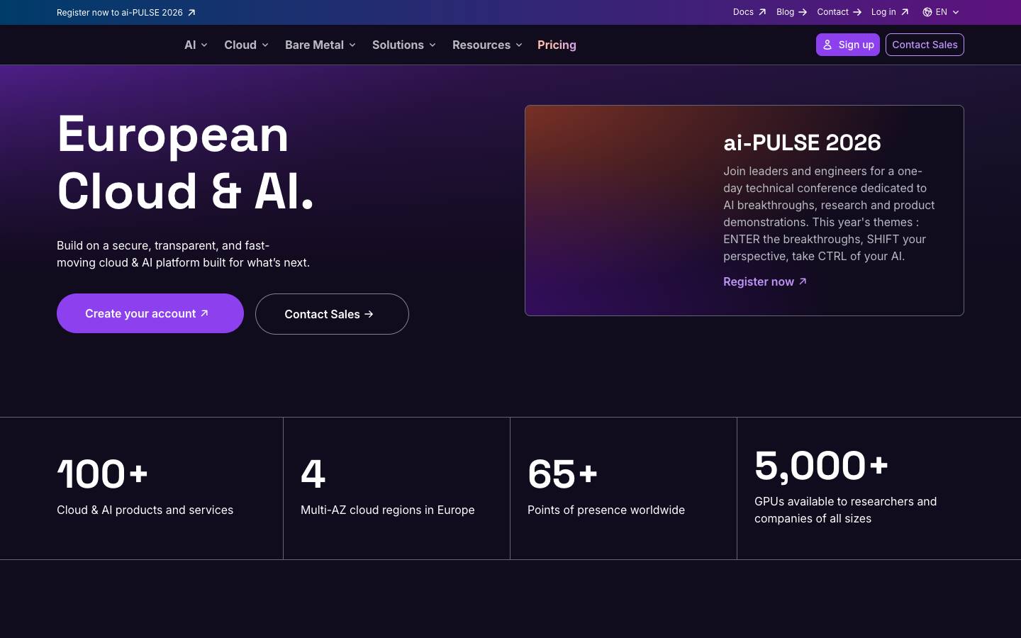Scaleway's homepage, as read on Oct 2, 2026