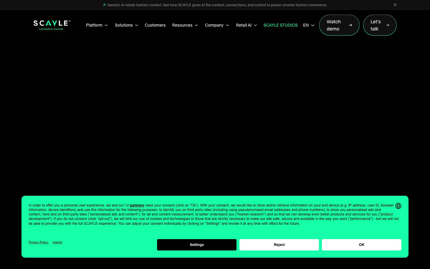 Scayle's homepage, as read on Oct 6, 2026