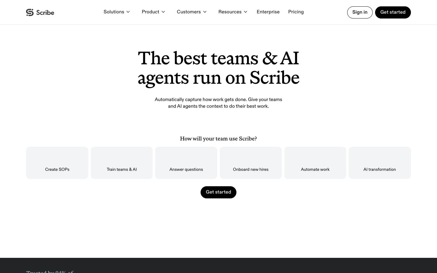 Scribe's homepage, as read on Oct 2, 2026