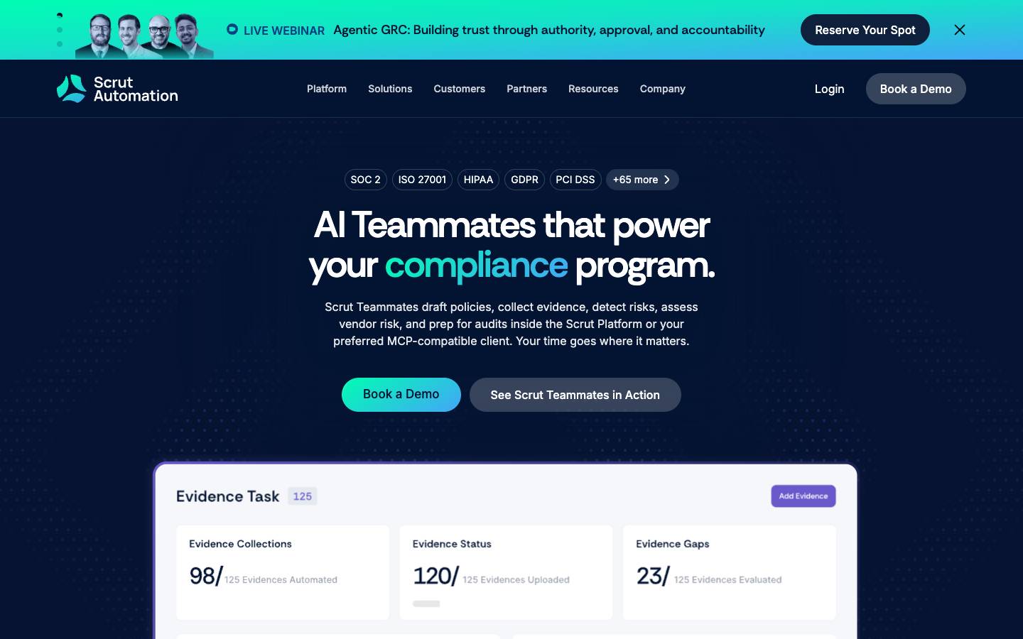 Scrut's homepage, as read on Oct 2, 2026