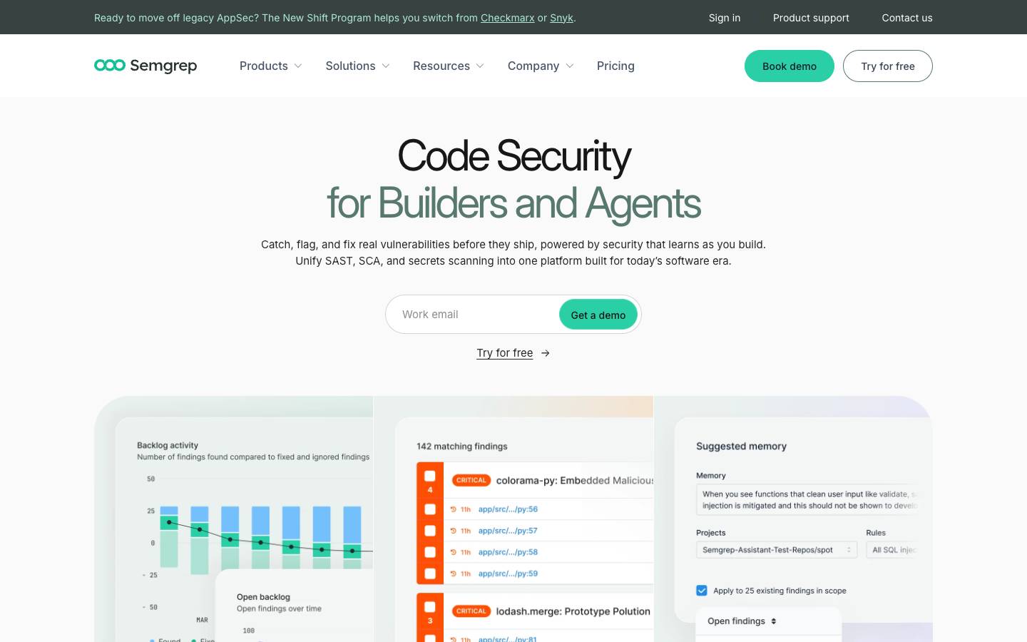 Semgrep's homepage, as read on Oct 2, 2026