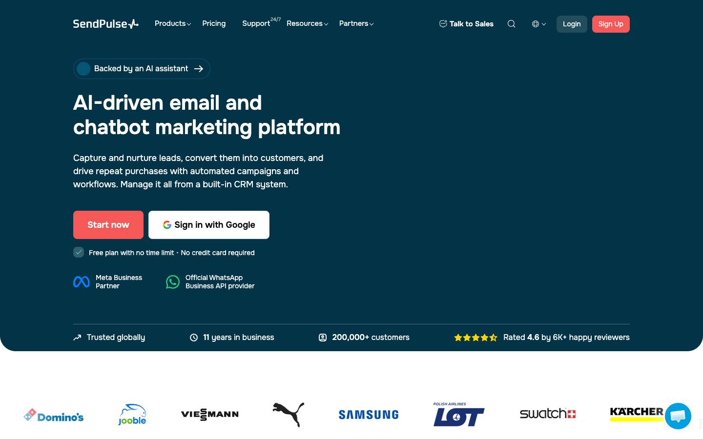 SendPulse's homepage, as read on Oct 2, 2026