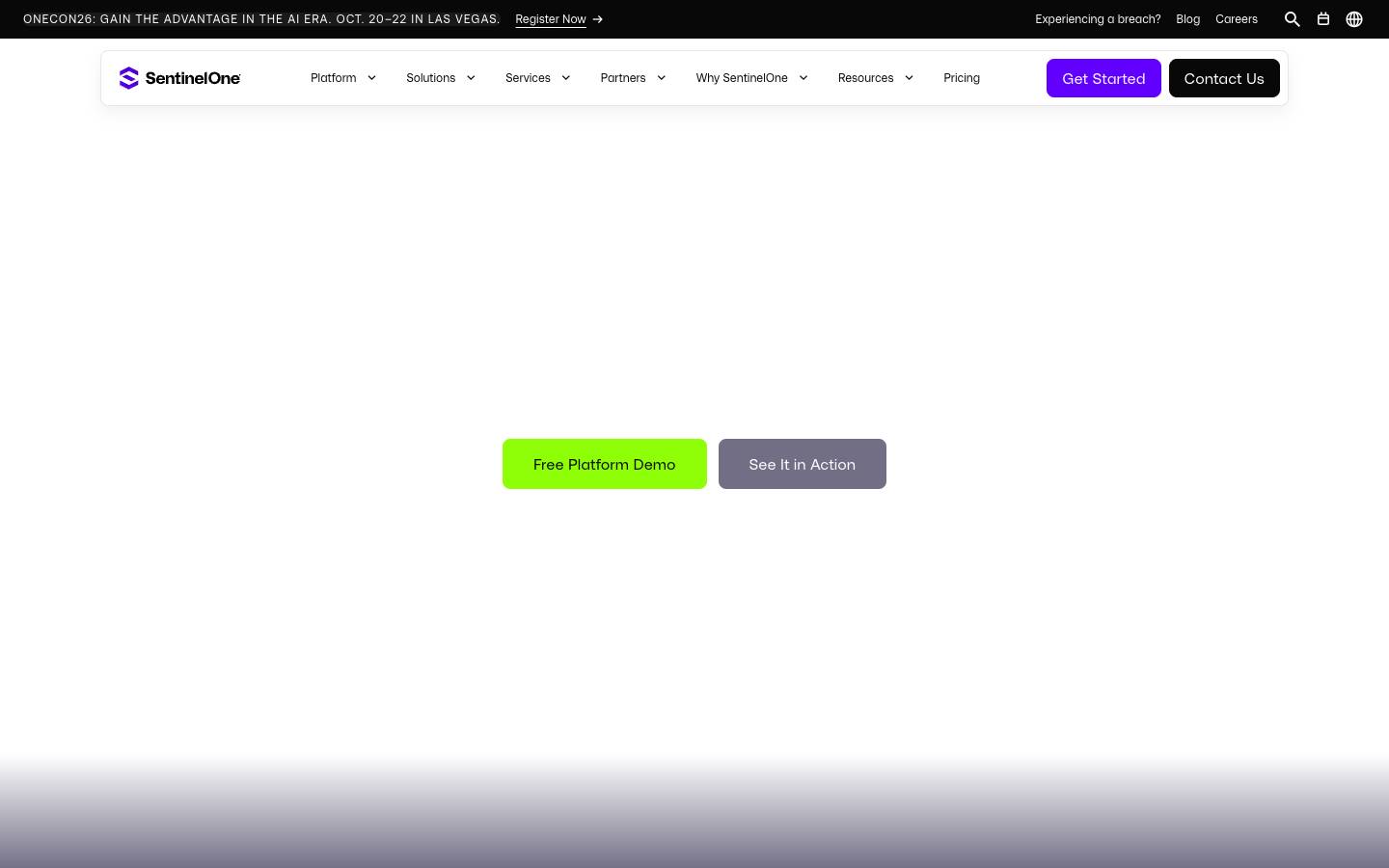 SentinelOne's homepage, as read on Oct 2, 2026