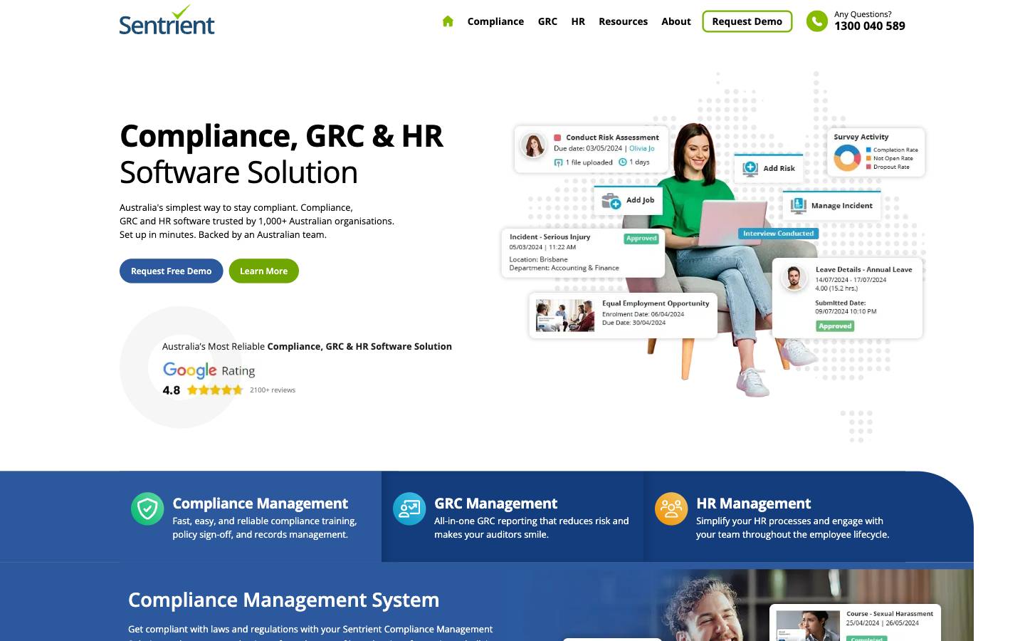 Sentrient's homepage, as read on Oct 2, 2026