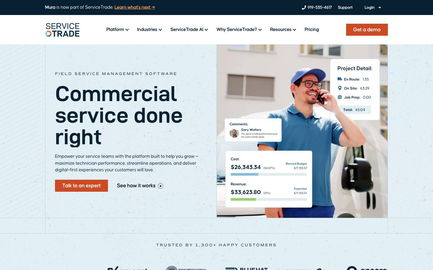 ServiceTrade's homepage, as read on Oct 2, 2026