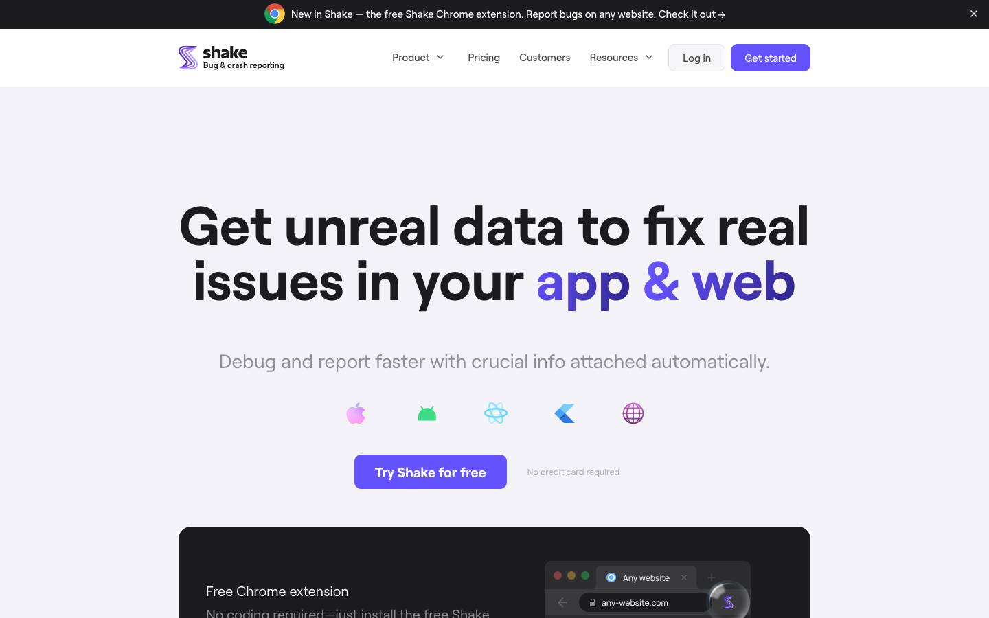 Shake's homepage, as read on Oct 2, 2026