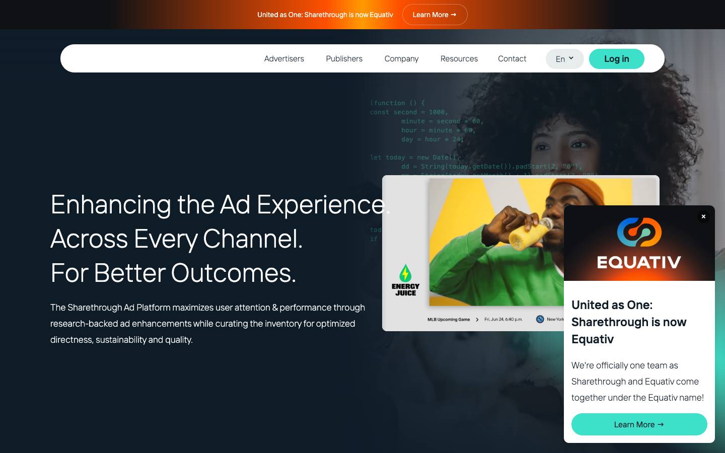 Sharethrough's homepage, as read on Oct 2, 2026