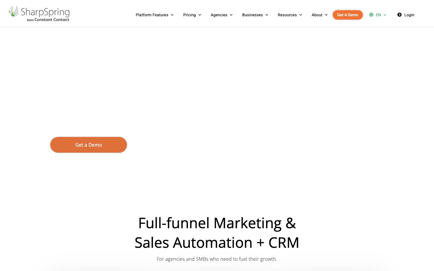 SharpSpring's homepage, as read on Oct 2, 2026