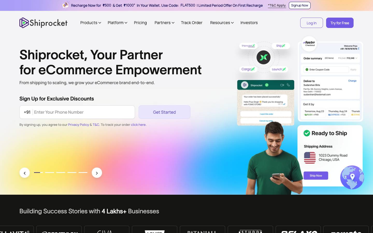 Shiprocket's homepage, as read on Oct 2, 2026