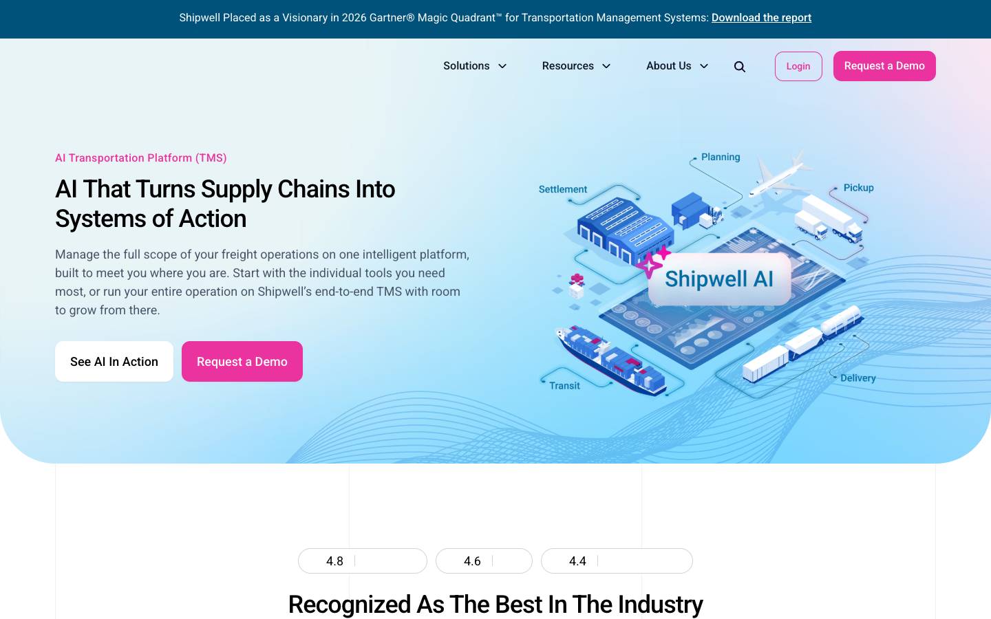 Shipwell's homepage, as read on Oct 2, 2026