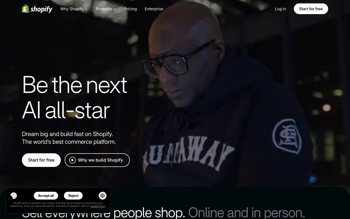 Shopify's homepage, as read on Oct 2, 2026