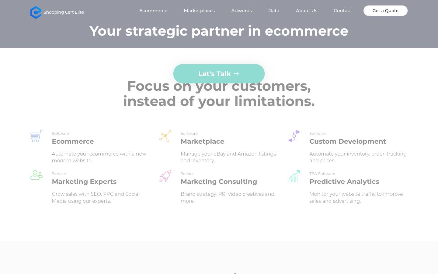 Shopping Cart Elite's homepage, as read on Oct 2, 2026