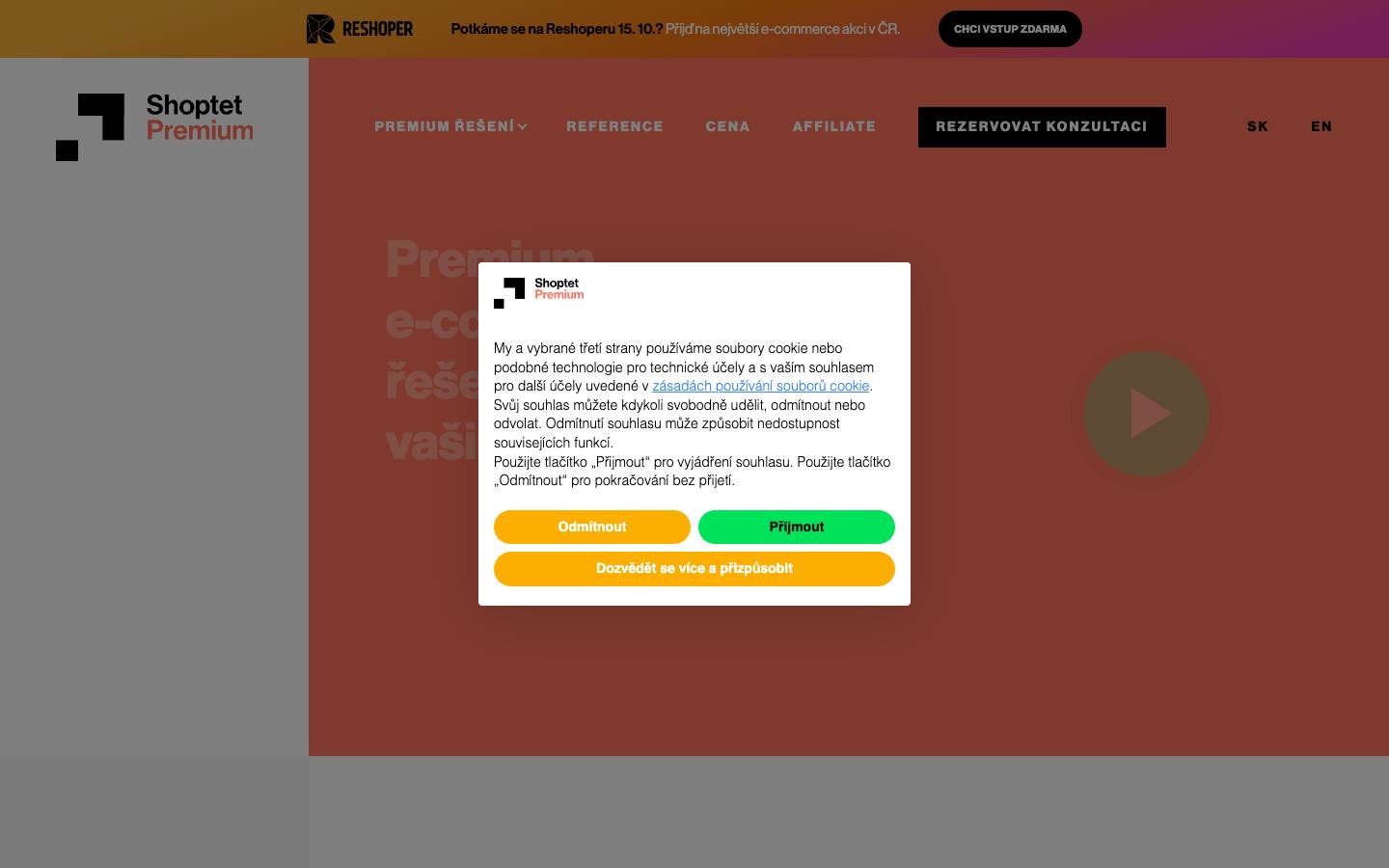 Shoptetpremium's homepage, as read on Oct 2, 2026
