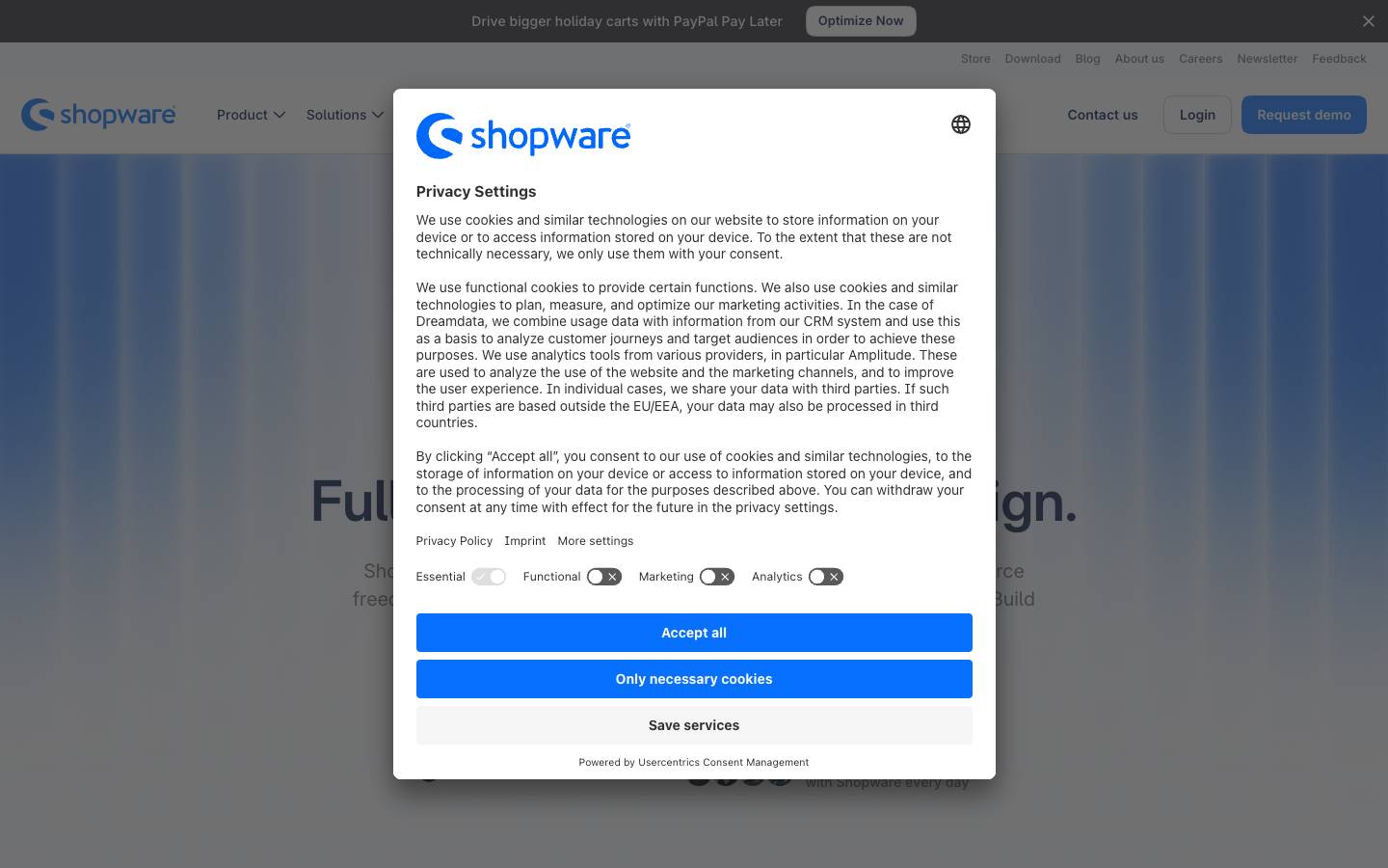Shopware's homepage, as read on Oct 2, 2026