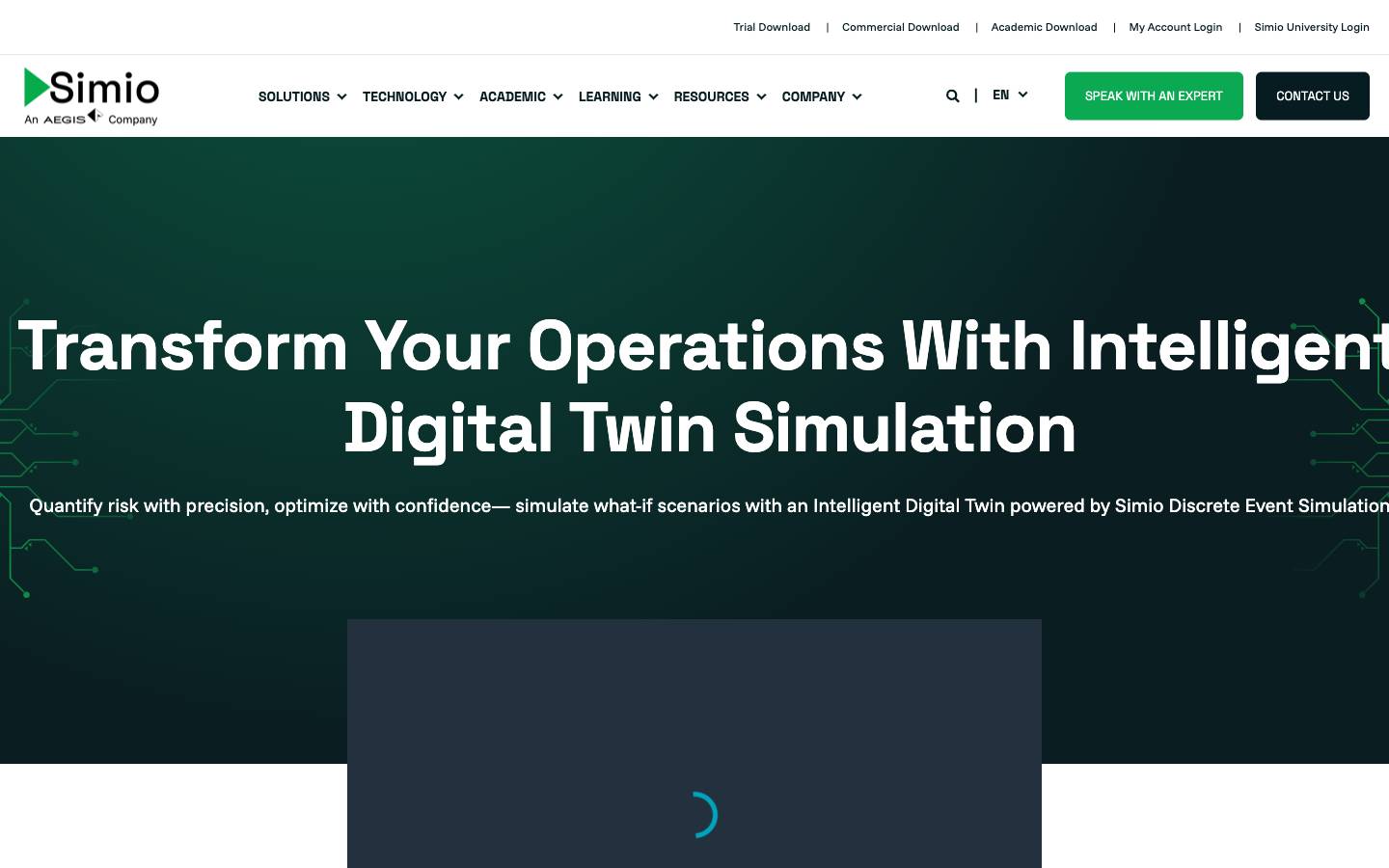 Simio's homepage, as read on Oct 2, 2026
