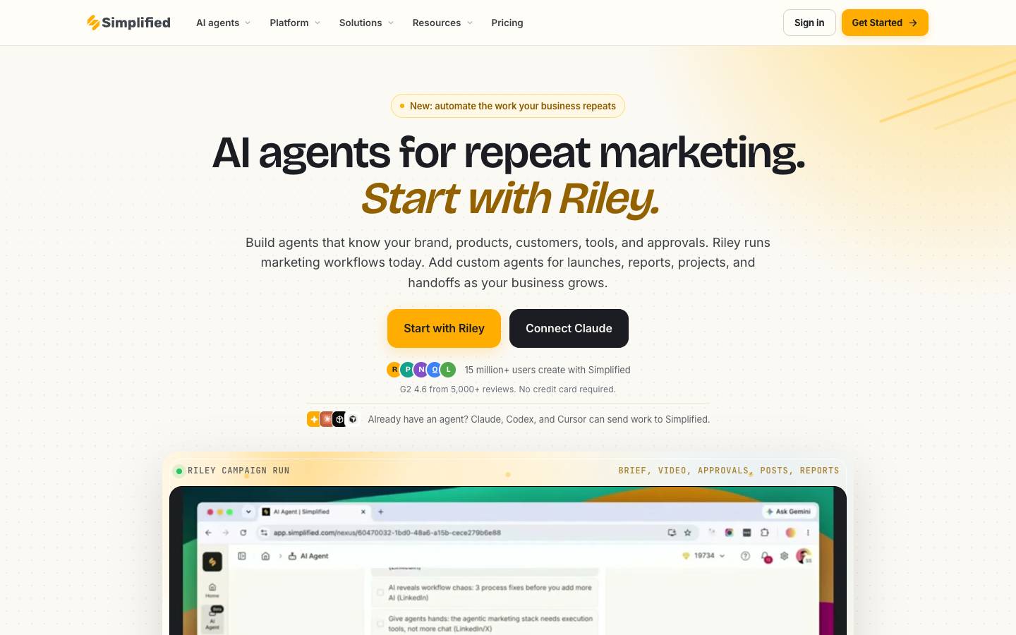 Simplified's homepage, as read on Oct 2, 2026