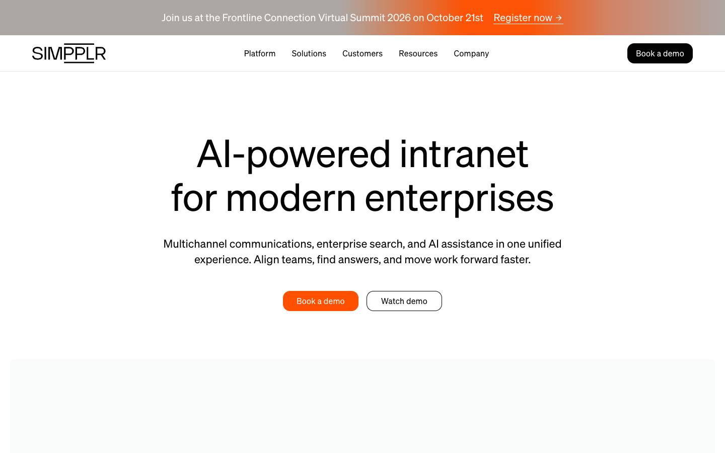 Simpplr's homepage, as read on Oct 2, 2026