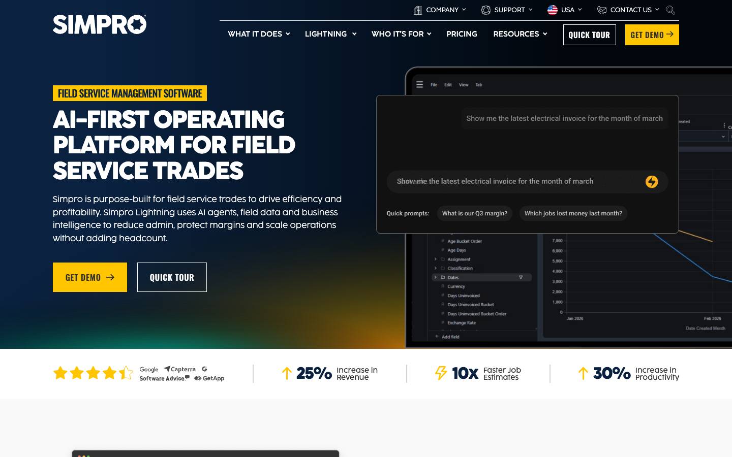 Simpro's homepage, as read on Oct 2, 2026