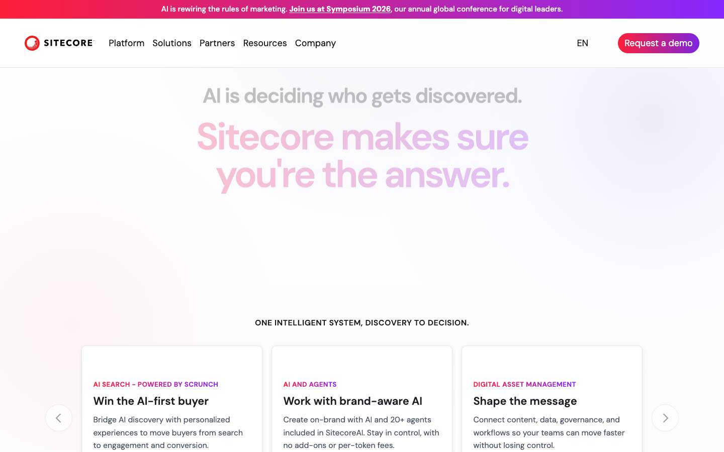 Sitecore's homepage, as read on Oct 6, 2026