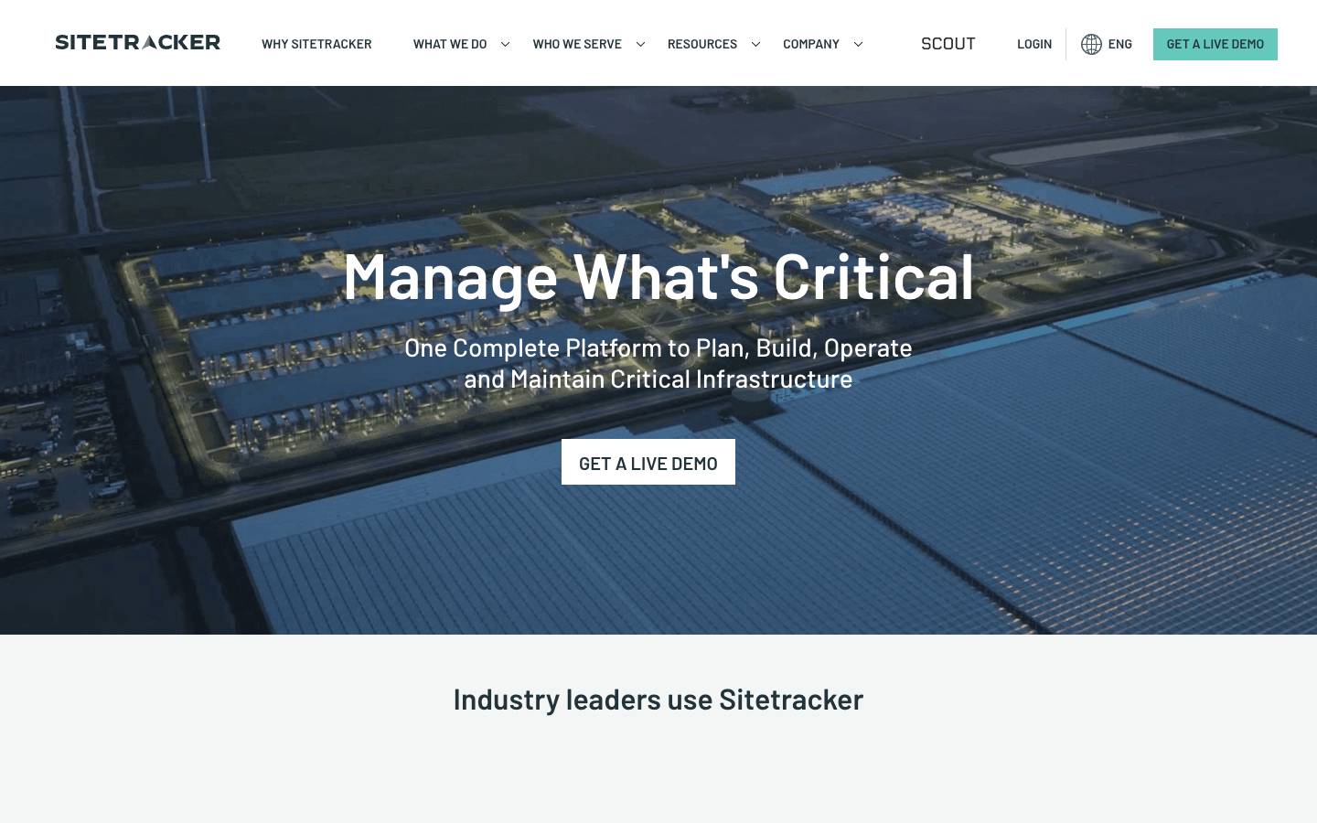 Sitetracker's homepage, as read on Oct 2, 2026
