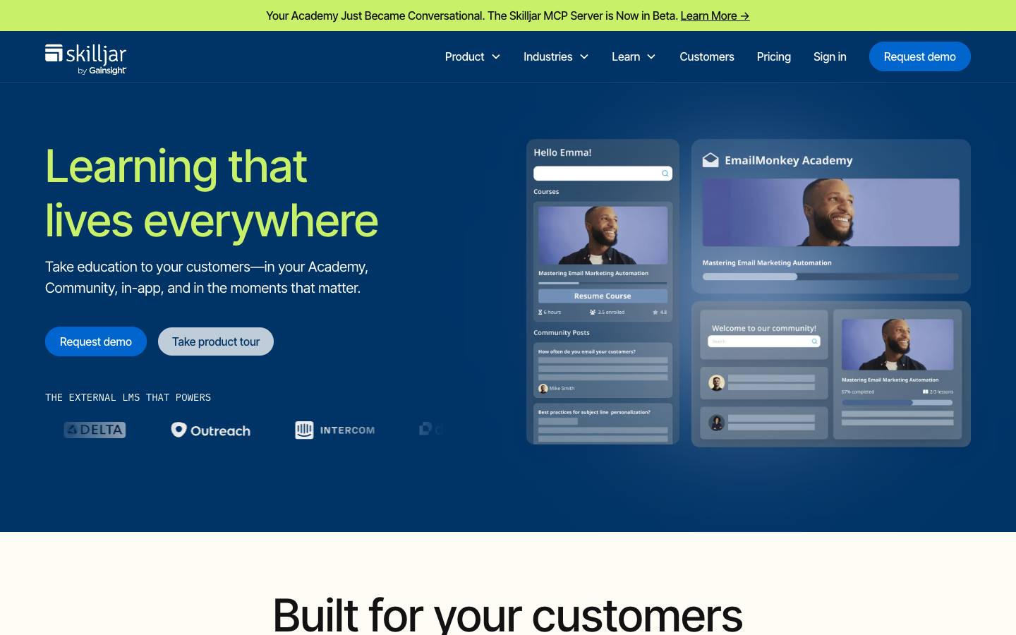 Skilljar's homepage, as read on Oct 2, 2026