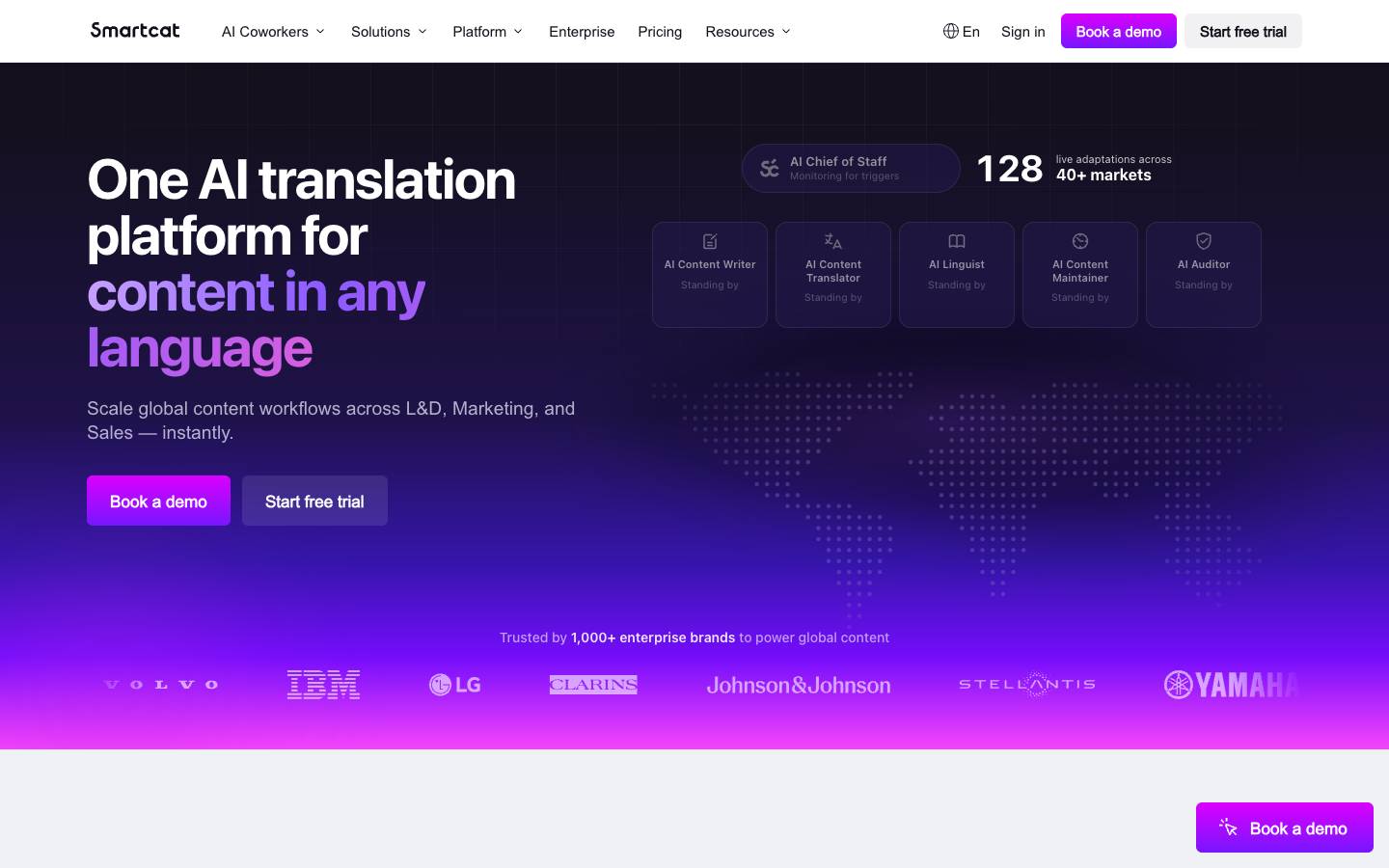 Smartcat's homepage, as read on Oct 2, 2026