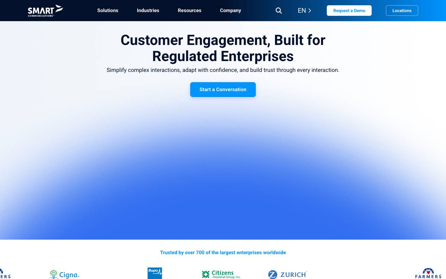 Smart Communications's homepage, as read on Oct 2, 2026