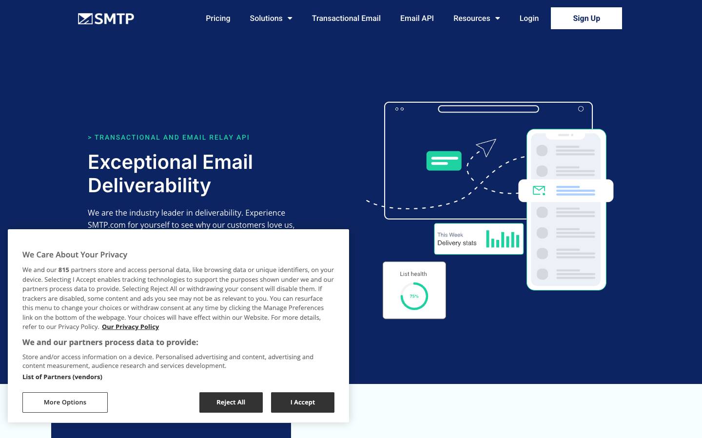 SMTP.com's homepage, as read on Oct 2, 2026