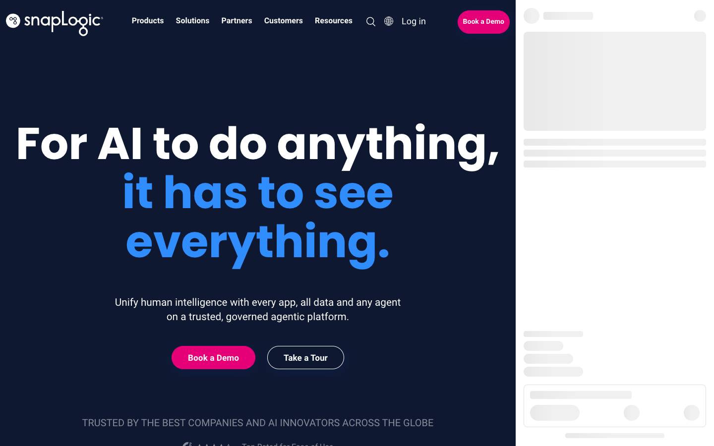 SnapLogic's homepage, as read on Oct 2, 2026