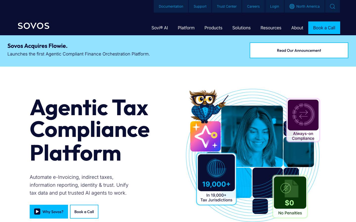 Sovos's homepage, as read on Oct 2, 2026